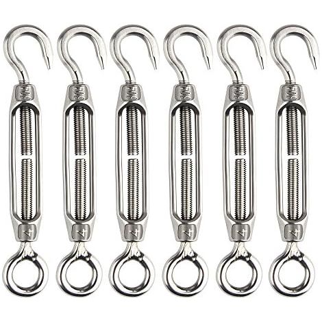 6 Pcs Tendeur De Fil M4 En Acier Inoxydable Réglable Crochet Ridoir Et Oeil Ensemble Heavy Duty - 6pcs (1/5)