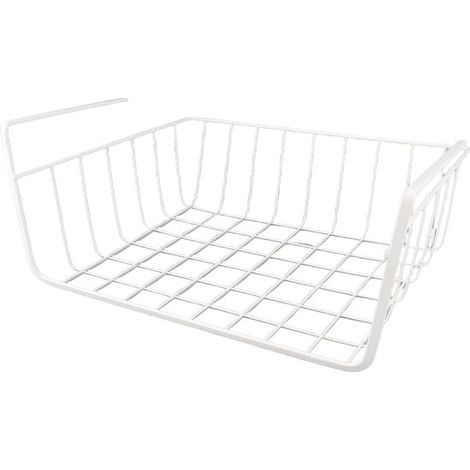 Lot de 2 étagères suspendues pour meuble de cuisine, rangement sous étagère, paniers à plusieurs niveaux, pour épices, snacks et accessoires, blanc (1/5)