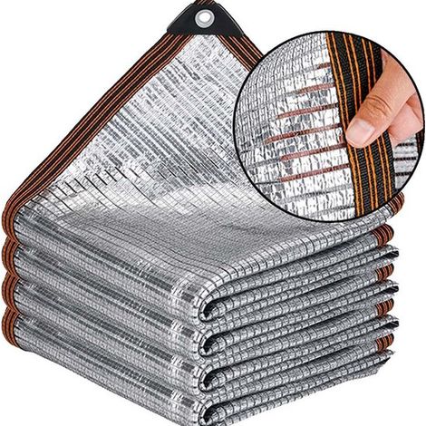 Reflektierendes Aluminium Sonnenschutznetz 2 x 3 m 99 % Schattierungsgrad Extrem hitzebeständig Mit Ösen Für Auto, Hund & Camping Silber (1/5)