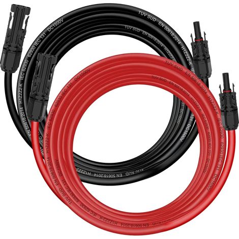 Solarkabel 4mm²/6mm², Solarkabel Verlängerung 1/2/3/5/10M (1M-AWG10/6mm)