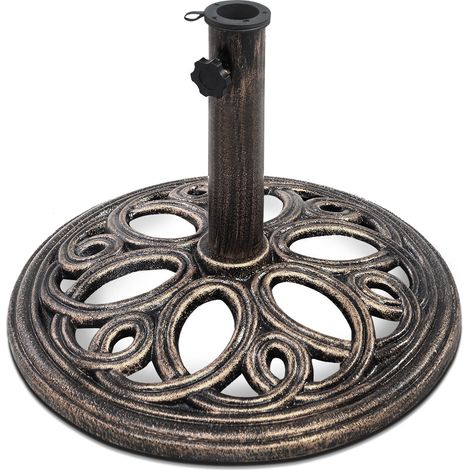 Base per ombrellone diametro 45 cm altezza 32 cm regolabile e stabile design elegante in ghisa bronzo 200020538