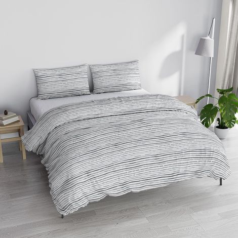 Parure Housse de Couette fabriquée en Italie, Straits Fume, lit Double (1/4)