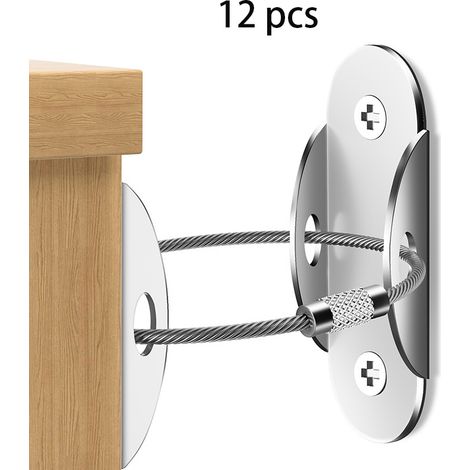 (12x Sicherheitshaken für Möbel, Anti-Klapp-Möbelbefestigungsset, für Schrank, Kommode, Bücherregal (1/5)