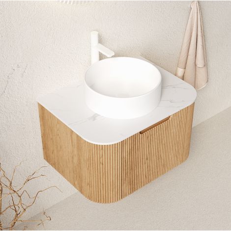mobile contenitore 61cm lavabo ceramica legno naturale OKMYHOME (1/5)