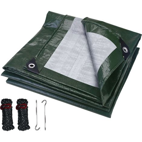 (Vert, accessoires d'installation inclus, 200x300CM) Bâche imperméable avec œillets, couverture anti-pluie multifonctionnelle, adaptée aux patios extérieurs et aux jardins botaniques. (1/4)