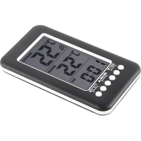 Thermomètre Intérieur Extérieur - Affichage LCD - Plage -40 à 70 °C - Horloge Numérique - Support Mural et Table - 1 Pièce (1/5)