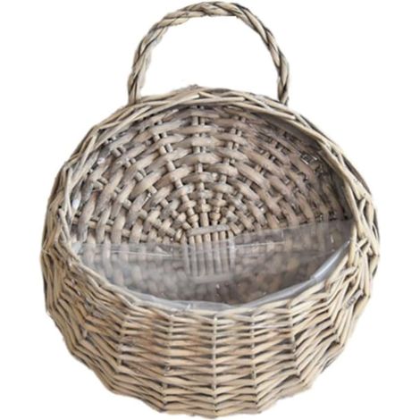 Jardinière suspendue en osier à fixer au mur, pot de fleurs style rustique, rangement décoratif (1/5)