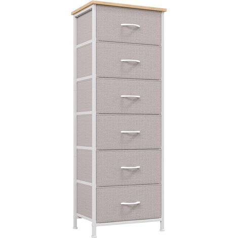Commode de Rangement à 6 Tiroirs en Tissu, Gris Cendré (1/5)