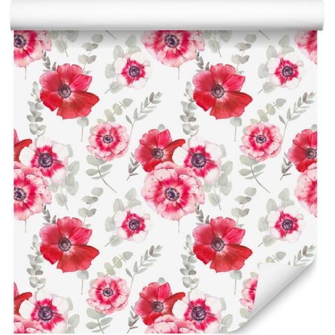 Papel pintado de flores de eucalipto para salón y dormitorio, 50x1000 cm. (1/5)