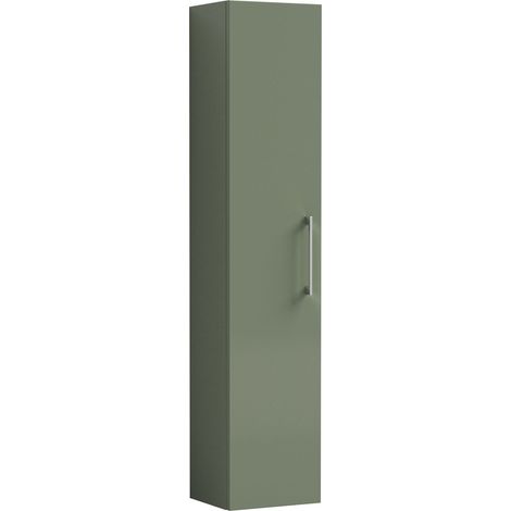 Nuie Arno Wall Hung 1-Door Tall Unit 300mm Wide - Satin Green