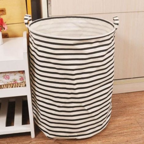 HuaYang Pliables sacs cotton vêtement storage ronde panier à linge Black stripes (1/2)