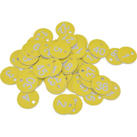 Étiquettes rondes numérotées en ABS pour ruches avec trou, fournitures apicoles, jaune clair, de 1 à 50, 50 unités. (1/5)