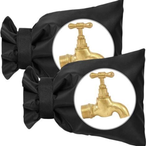 Housse de Robinet pour L'extérieur, 2pcs Couvercle Antigel pour Robinet, Housse de Robinet de Jardin Imperméable, pour la Protection Contre Le Gel en Hiver, 20cm x 15cm (Noir) (1/5)