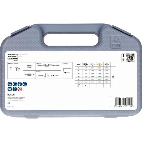 Bosch Set de scies-cloches multi-matériaux avec filetage, 20 25 32 38 51 64 x 40 mm (1/5)