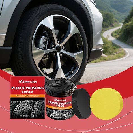 Plastic Polishing Paste for Car Plastic Parts and Tires - Cleaning, Maintenance, and Refurbishment Polishing Paste - 100g + 1 Sponge (1/5)
