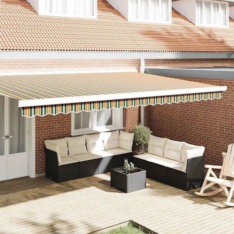 Lambrequin de Remplacement pour Store 5m Polyester Déperlant Vert et Jaune 480 x 20 cm - PANGIVO (1/5)
