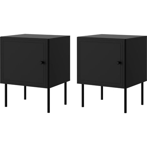 Ensemble de tables de chevet Celra, Noir, Nombre de tiroirs: 0, Le nombre de portes: 0, 59x45x39cm, Stratifié, MDF (1/5)