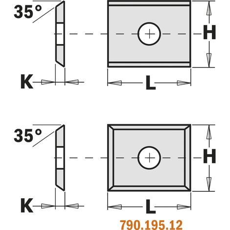 790.200.00 COUTEAU RÉVERSIBLE STD (2/35°) 20x12x1,5mm HW-K1920