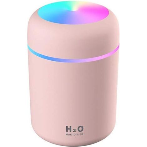 Humidificateur d'Air, Mini Humidificateur Ultrasonique avec 2 Mode Brume Réglable, Arrêt automatique et Veilleuse Colorée, USB Humidificateur Portable pour Auto Maison Bureau Chambre(Rose) (1/5)