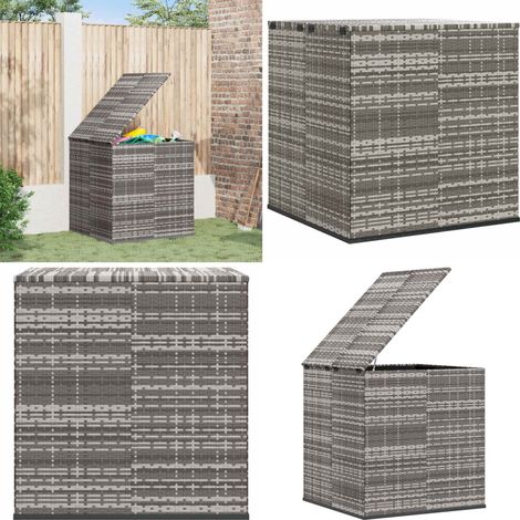 Contenitore da Giardino in Rattan PE 100x97,5x104 cm Grigio - Cuscino da giardino - Cassapanca da esterno