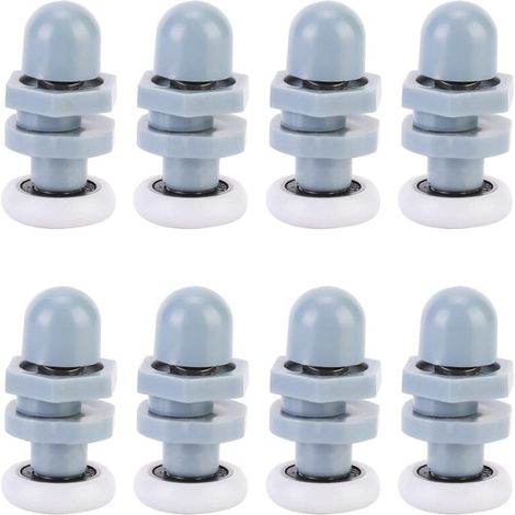 8pcs Coureurs De Porte Douche En Plastique Durable Coulissant Piste Roulement Salle Bains Verre Pour PièCes Rechange(23mm)