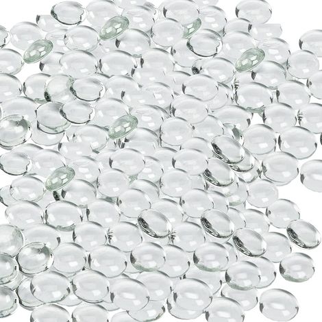 Galets en Verre Transparent 1 KG/ 240 Pièces Galets en Verre Decoratif Billes Plates en Verre pour Décoration de Vase, Perles de Remplissage pour Aquarium (Taille:1,7-1,9cm) (1/5)