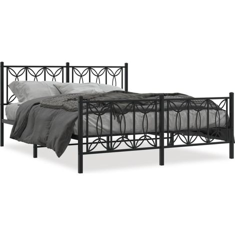 Maison Exclusive - Cadre de lit métal sans matelas avec pied de lit noir 150x200cm (1/5)