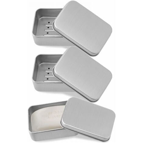 3pc Boîte à Savon en Aluminium, 3 Porte Savons avec égouttoir , Boite Metal, pour la Maison ou Les Voyages (1/5)