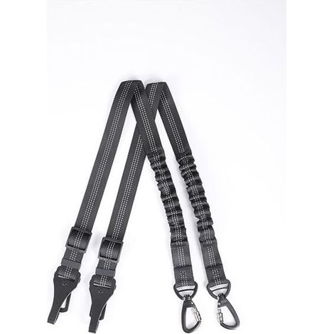 Ceinture Sécurité Chien Voiture, Laisse Chien réglable de Longueur avec D'absorption des Chocs Barre de Verrouillage de Sécurité pour Tous Les Animaux, Chats et Chiens - Nylon Noir - 2 Pièces (1/4)