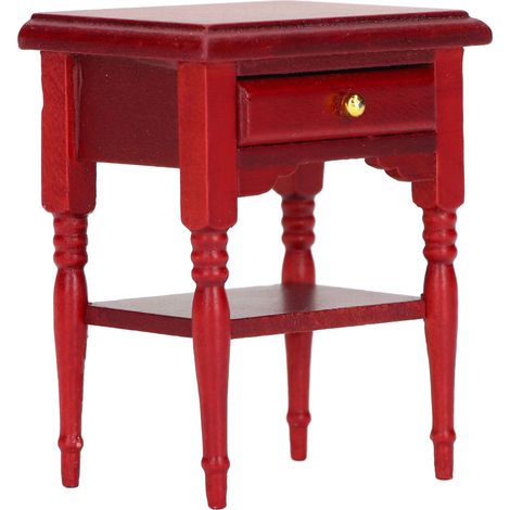 Table de chevet miniature en bois couleur acajou pour maison de poupée à l'échelle 1:12 (1/5)