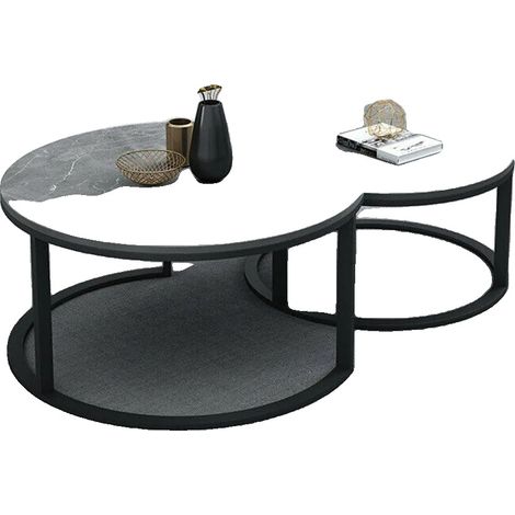 Ensemble de tables basses rondes, grande table 31,5 x 17,7 pouces, petite table 23,6 x 15,7 pouces, capacité de poids 110 lbs, capacité de poids 55 lbs, style moderne (1/5)