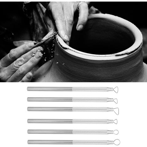 Ensemble de 6 outils de gravure et de sculpture en alliage d'aluminium pour la poterie et la sculpture sur argile. (1/5)