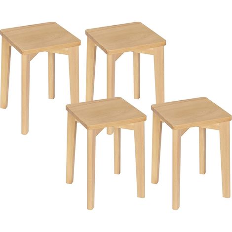 Woltu – Chaise tabouret en bois massif empilable – Hêtre verni – Dimensions 31x31x44,5cm – Capacité 120kg – BH344EI4 (1/6)
