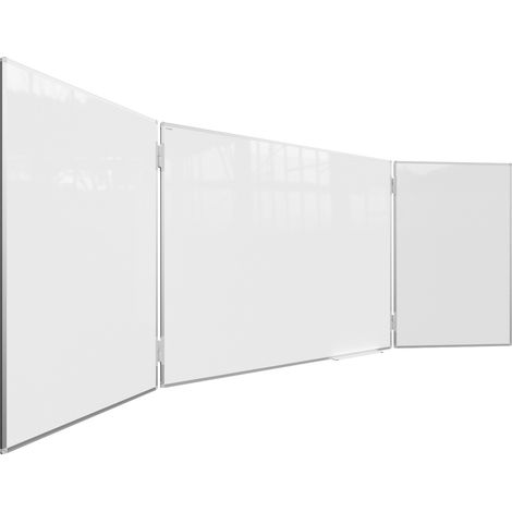Allboards – Tableau blanc scolaire triptyque 150x100cm – Surface effaçable à sec et magnétique – Cadre aluminium anodisé – Installation facile