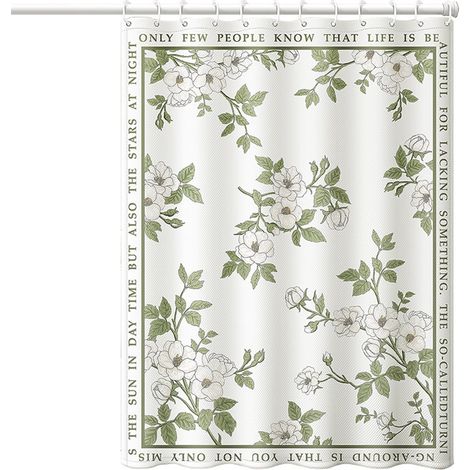 Cortina De Ducha - 150 X 200 Cm - Impresa Con Patrón De Hojas Verdes - Resistente Al Moho - Impermeable - Con 10 Ganchos (1/5)