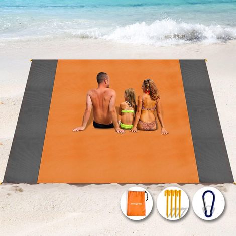 Tapis de Plage 300 x 275cm Anti Sable, Couverture de Plage Large Imperméable Compact Natte de Plage pour Plage, Camping, Picnic, Voyage (1/5)