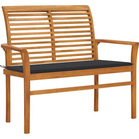 Gartenbank mit Anthrazit Auflage 112 cm Massivholz Teak