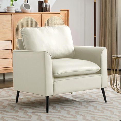 Sillón individual tapizado en piel sintética blanco OKMYHOME (1/5)