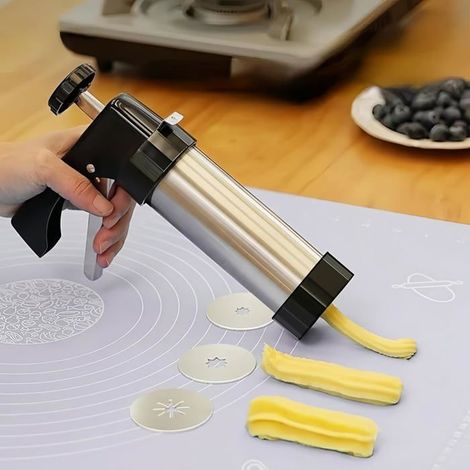 Churrera Machine à churro en acier inoxydable avec 3 embouts différents, buse à douille creuse (1/5)
