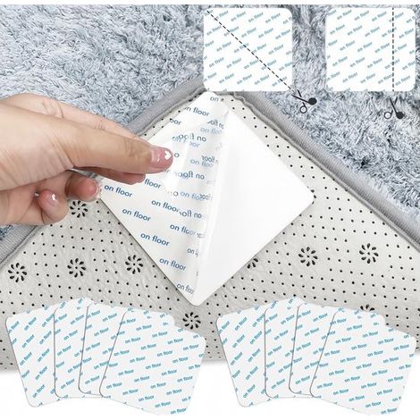 Tapis antidérapant, 16 pièces, lavable et réutilisable, divisible en 32 triangles et 64 rectangles, en polyuréthane imperméable, forte adhérence (1/5)
