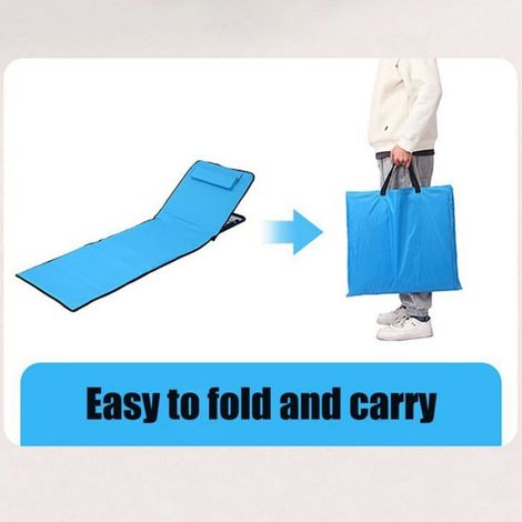 Chaise de plage réglable avec appuie-têtes,chaise longue d'extérieur portable et durable, tapis de camping pliable avec poignée (1/4)