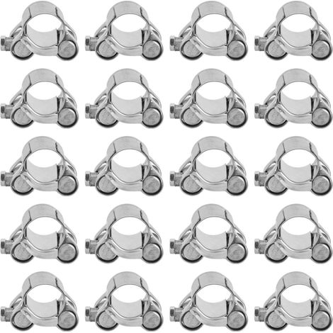 20Pcs Hose Clamp Stainless Steel Corrosion Resistance Mini Hose Tube Clip for Motor Vehicle Petrochemical Pharmaceutical20-22mm