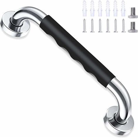 DEESSE SHOP - Baignoire de sécurité noire de 30 cm, barre d'appui en acier inoxydable antidérapante et murale, pour poignée de WC de salle de bain pour enfants/personnes âgées