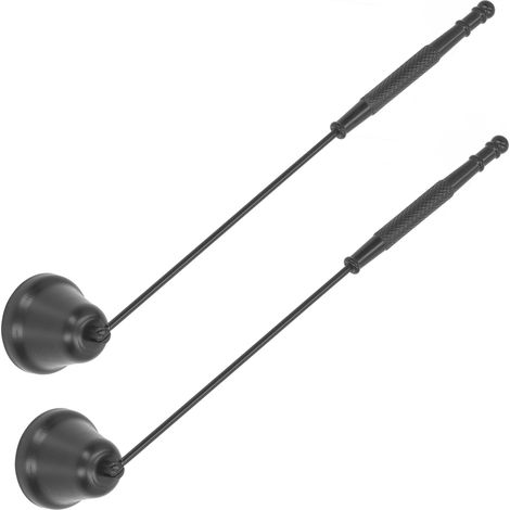 Lot de 2 éteignoirs à bougies avec long manche, en forme de cloche, en métal, avec couvercle de mèche, noir. (1/5)