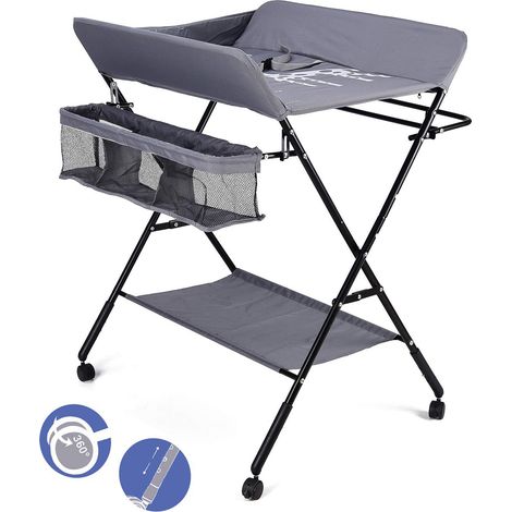 Magicfox – Table à langer pliable pour bébé – Hauteur réglable 89-95 cm – Tissu Oxford imperméable – Sac de rangement et roulettes (1/4)