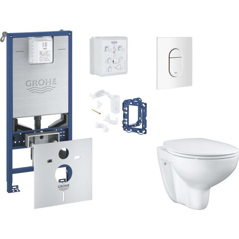 Grohe Rapid SLX - Set Vorwandelement, WC mit Softclose-Sitz, Betätigungsplatte Arena Cosmopolitan und Fresh Umrüstset, Alpinweiß SANI11BB3134 (1/5)