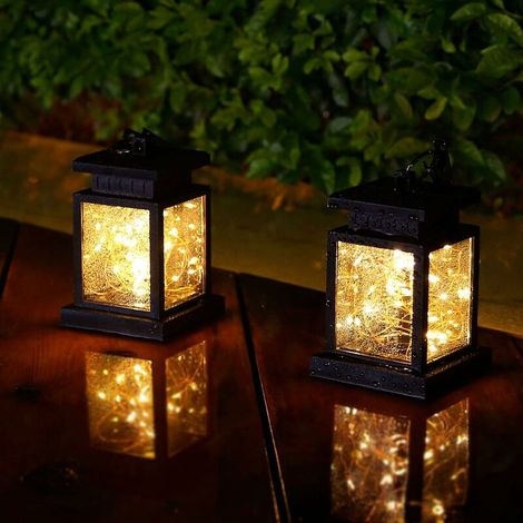 Solar Lanterns Hanging Garden Lights with 30 LED, 2Pcs Outdoor Lantern Light Waterproof for Christmas Decoration and Party (Warm White Light) (1/5)