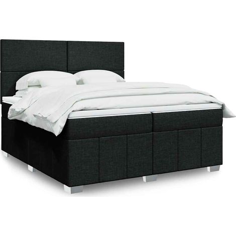 Cama box spring con colchón tela negro 200x200 cm (1/5)