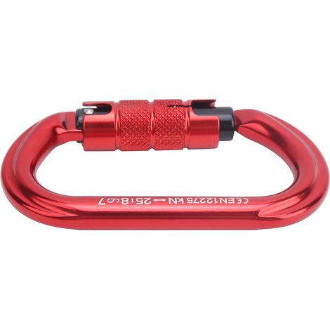 Xinda O-förmiger Sicherheitskarabiner, robuster Karabiner aus Aluminiumlegierung zum Klettern, rot (1/5)