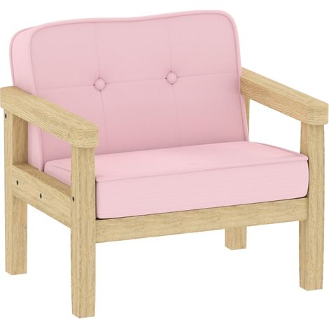 Fauteuil enfant en bois avec revêtement en velours côtelé rose, pour enfants de 3 à 8 ans (1/5)